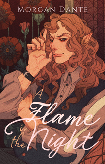 cover art for a flame in the night with leon the blonde vampire twink